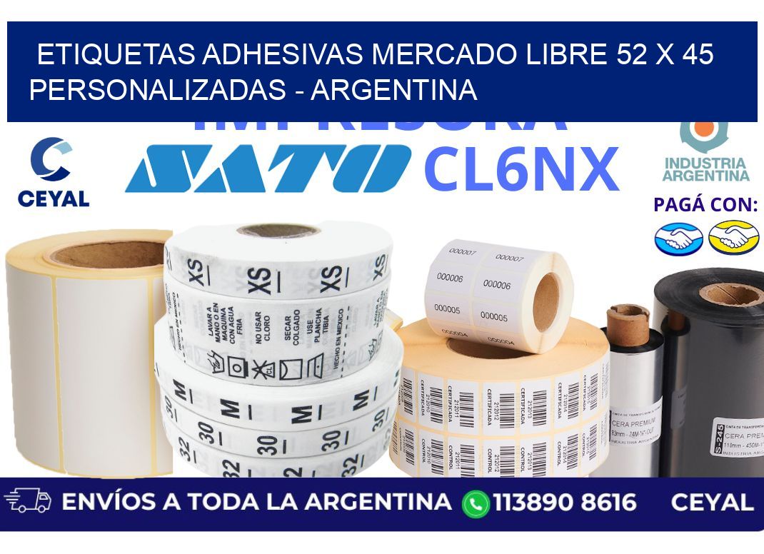 etiquetas adhesivas mercado libre 52 x 45 personalizadas - Argentina