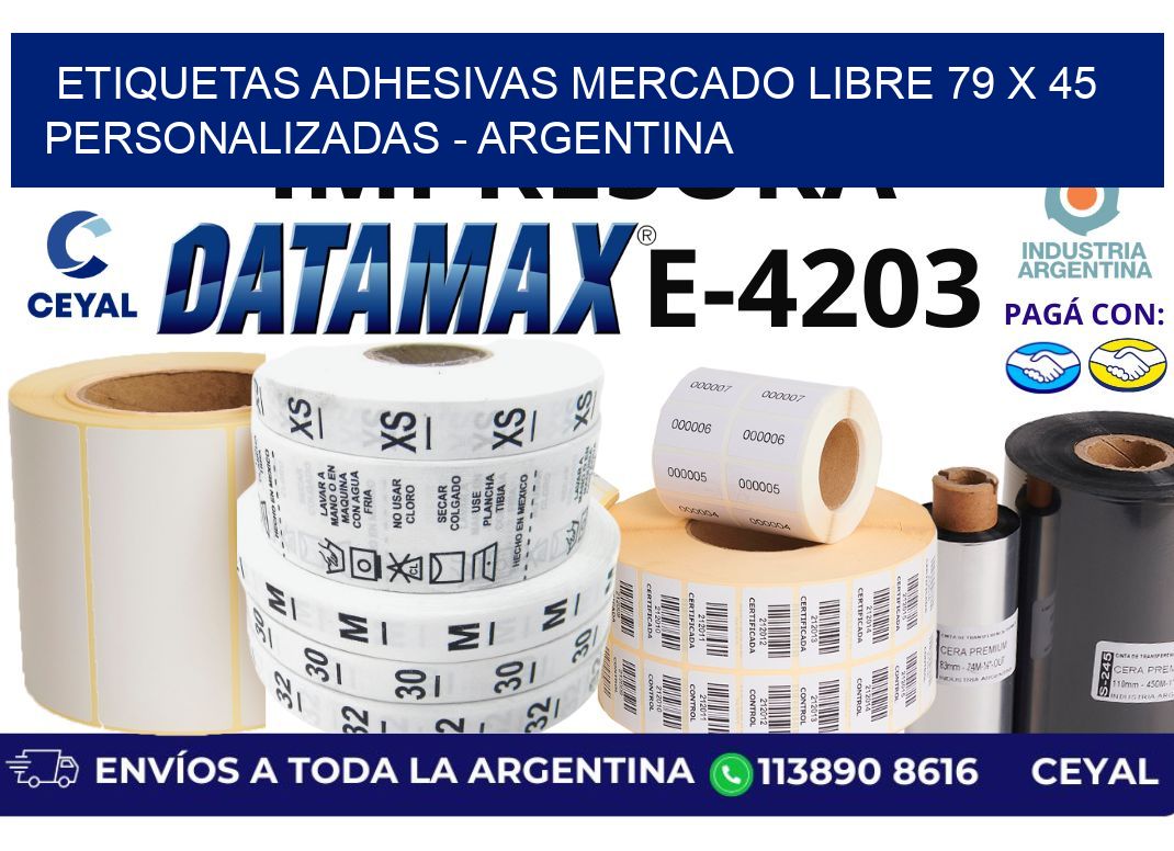 etiquetas adhesivas mercado libre 79 x 45 personalizadas - Argentina