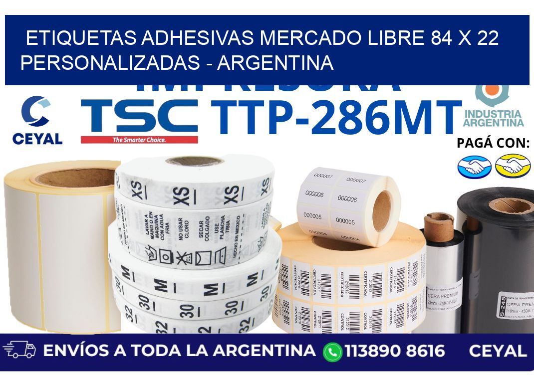 etiquetas adhesivas mercado libre 84 x 22 personalizadas – Argentina
