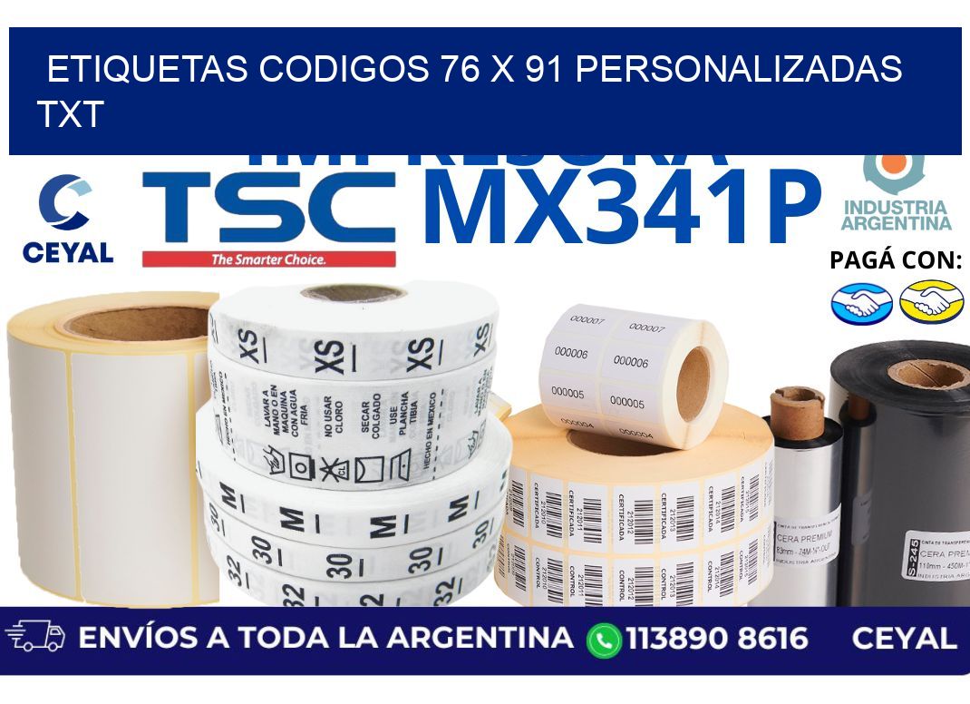etiquetas codigos 76 x 91 personalizadas txt