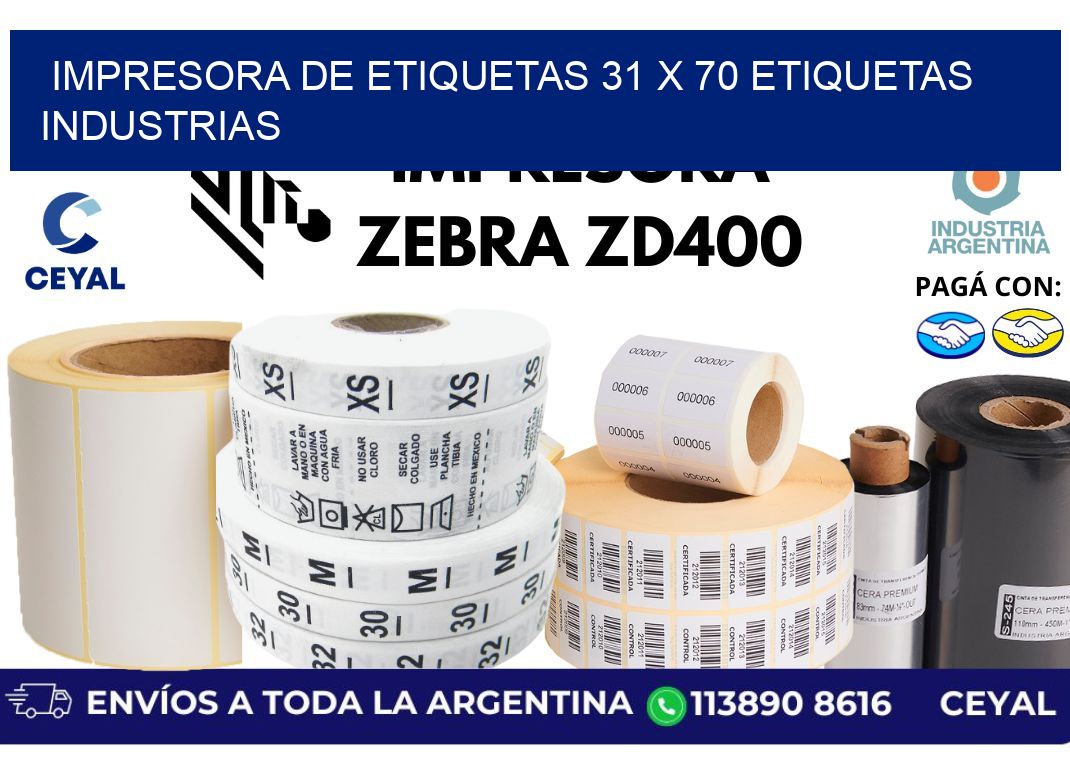 impresora de etiquetas 31 x 70 etiquetas industrias