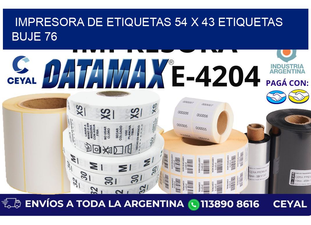 impresora de etiquetas 54 x 43 etiquetas buje 76