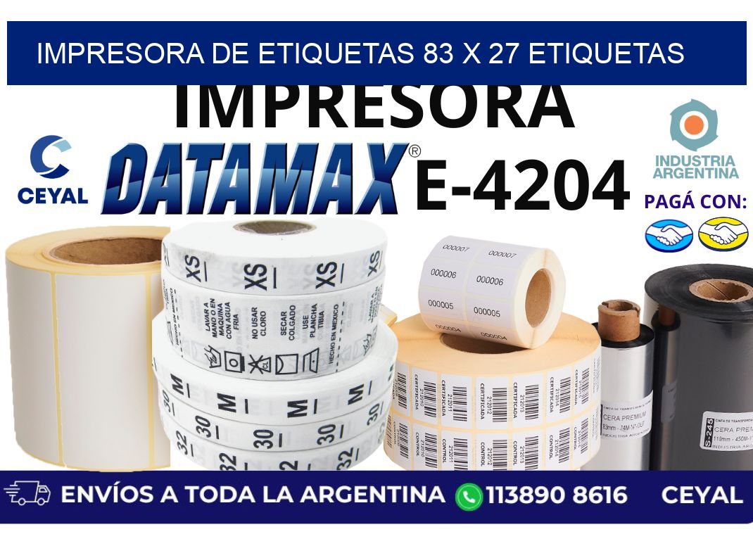 impresora de etiquetas 83 x 27 etiquetas