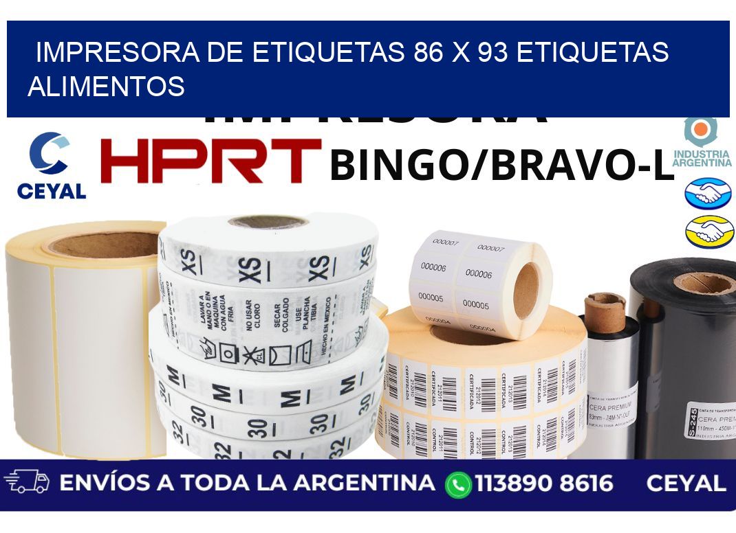 impresora de etiquetas 86 x 93 etiquetas alimentos