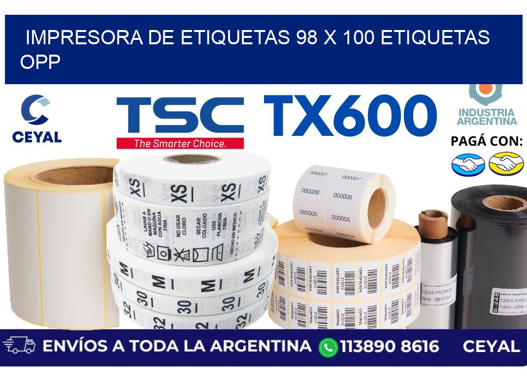 impresora de etiquetas 98 x 100 etiquetas opp