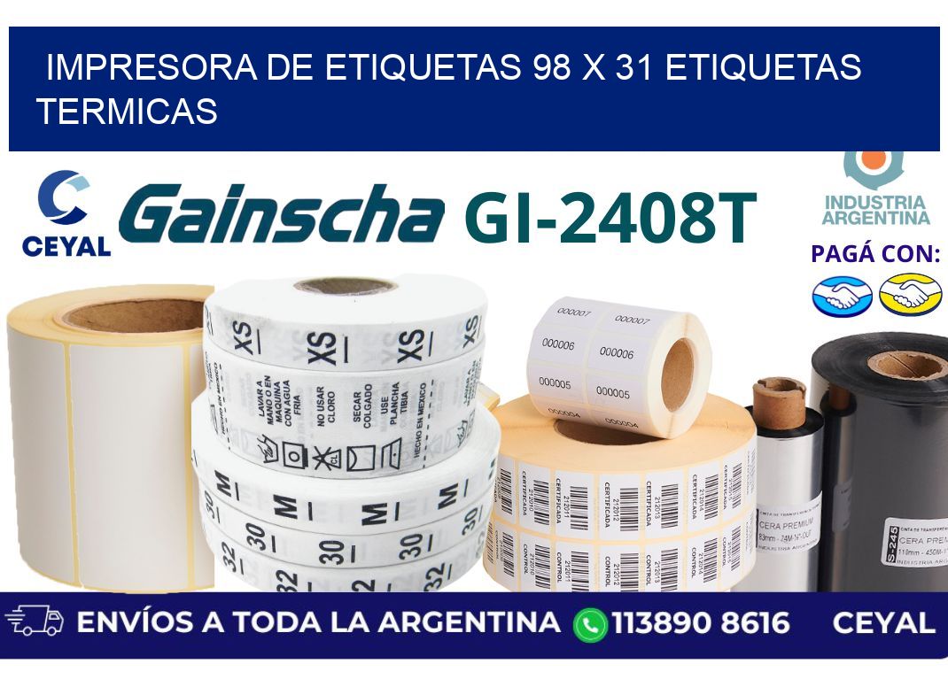 impresora de etiquetas 98 x 31 etiquetas termicas