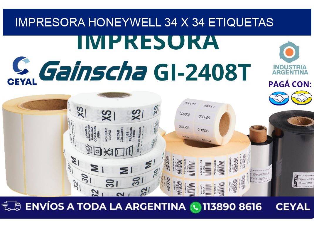 impresora honeywell 34 x 34 etiquetas
