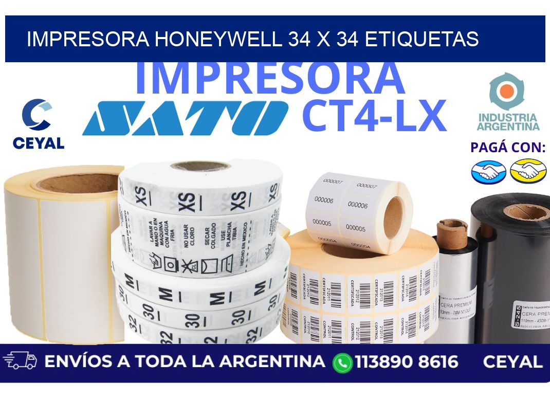 impresora honeywell 34 x 34 etiquetas