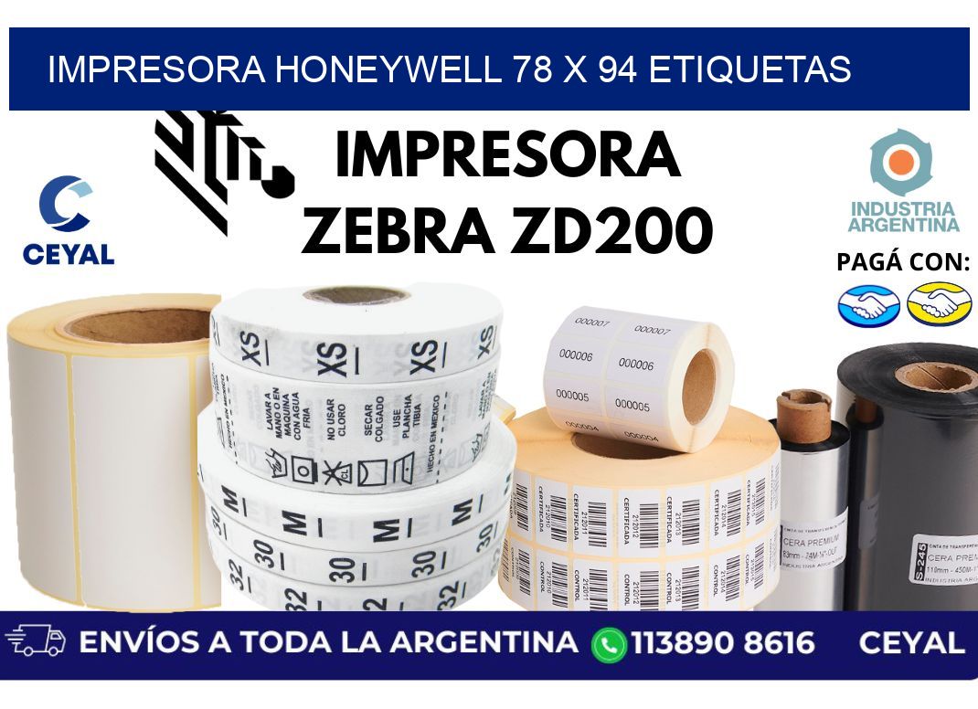 impresora honeywell 78 x 94 etiquetas