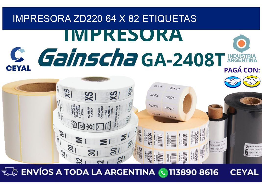 impresora zd220 64 x 82 etiquetas