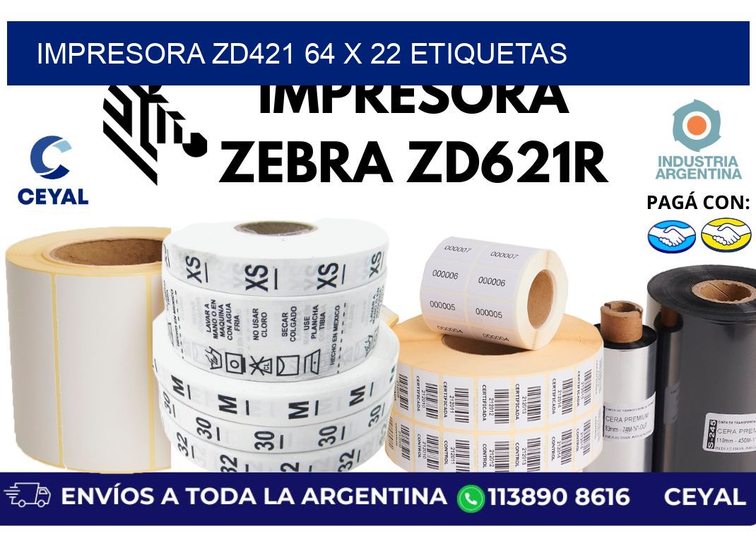 impresora zd421 64 x 22 etiquetas