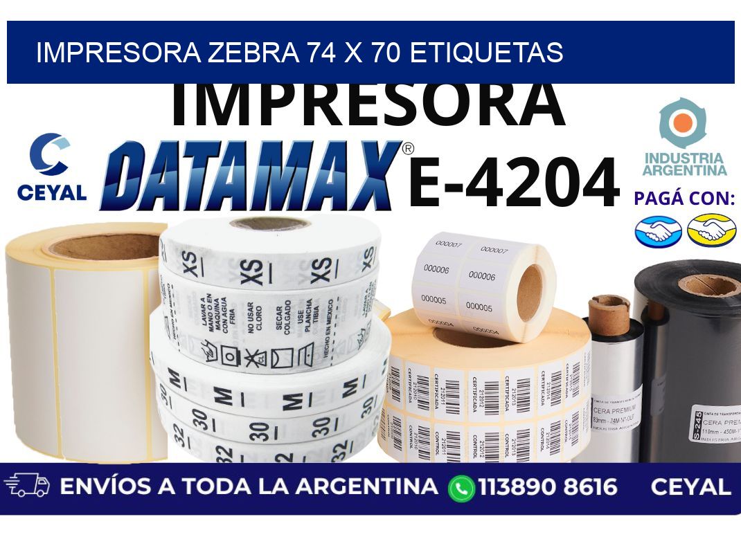 impresora zebra 74 x 70 etiquetas
