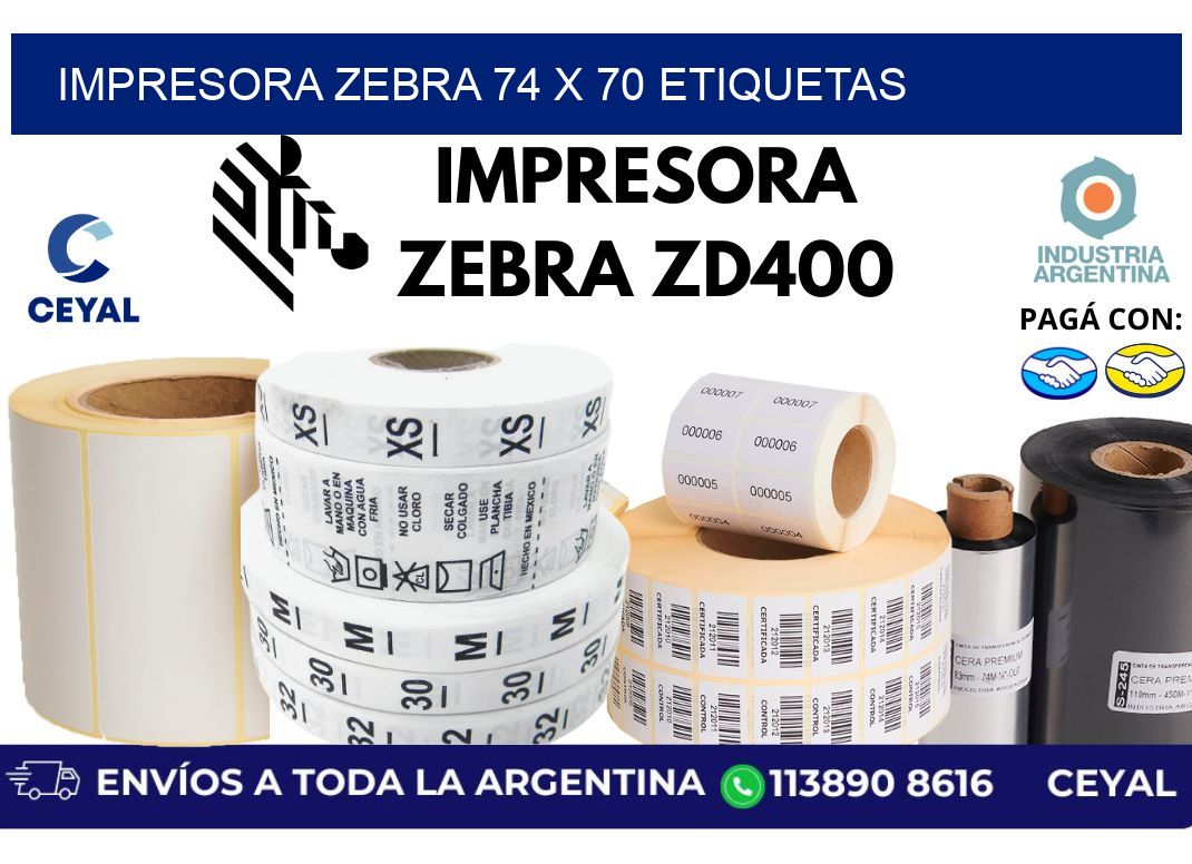 impresora zebra 74 x 70 etiquetas
