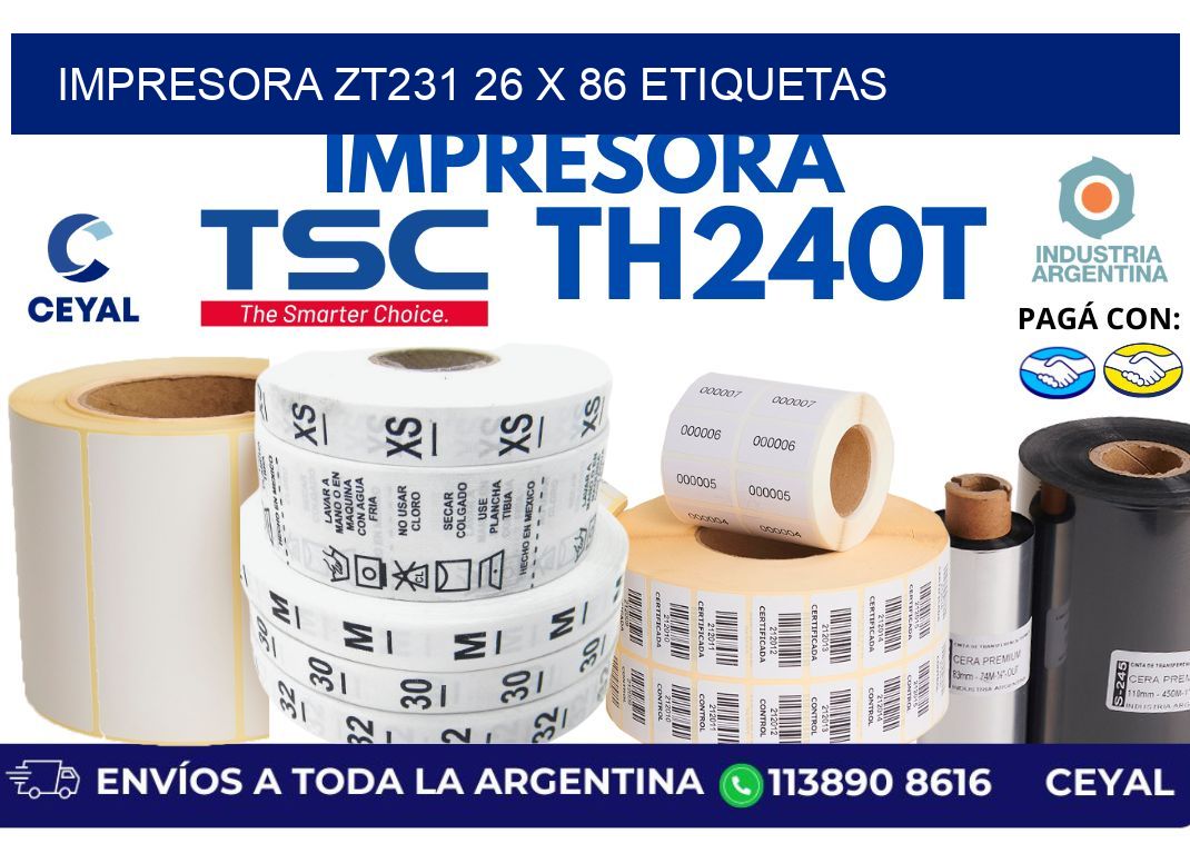 impresora zt231 26 x 86 etiquetas