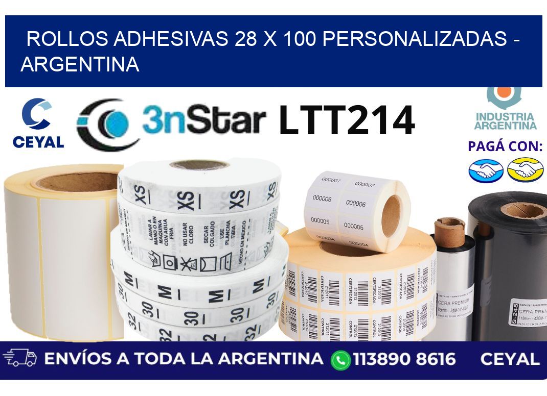 rollos adhesivas 28 x 100 personalizadas - Argentina