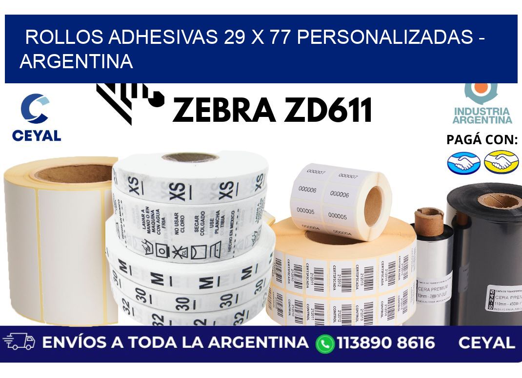 rollos adhesivas 29 x 77 personalizadas – Argentina