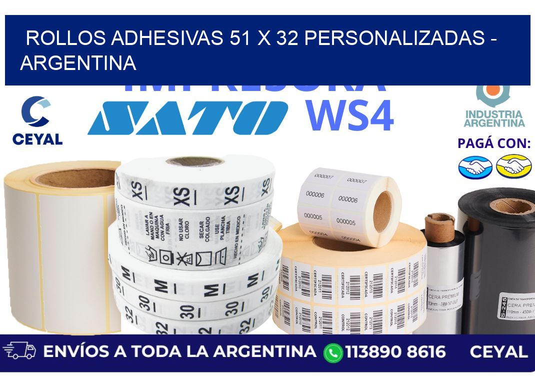rollos adhesivas 51 x 32 personalizadas - Argentina
