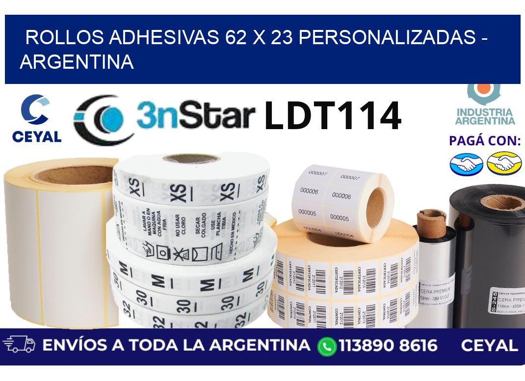 rollos adhesivas 62 x 23 personalizadas – Argentina