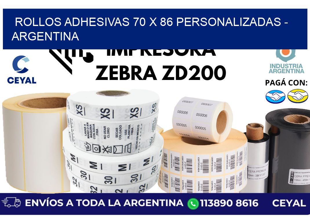 rollos adhesivas 70 x 86 personalizadas - Argentina