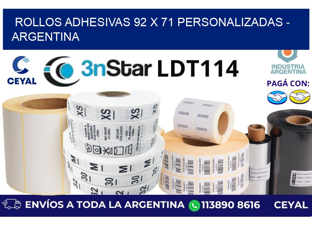 rollos adhesivas 92 x 71 personalizadas - Argentina