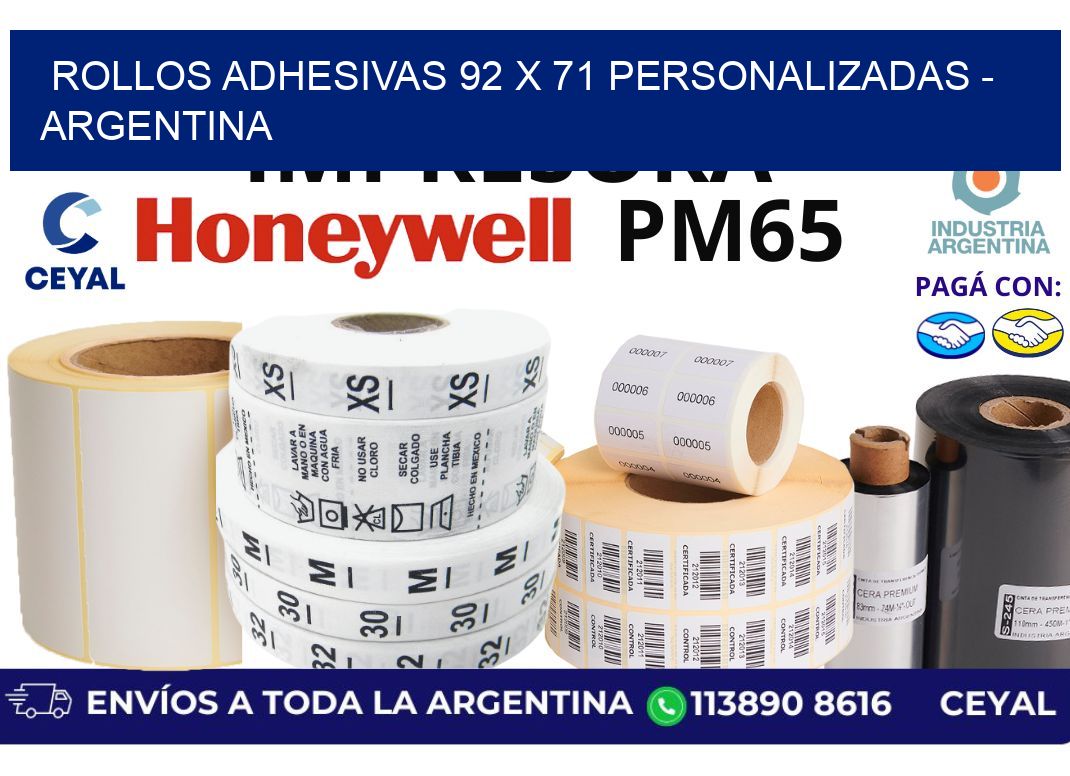 rollos adhesivas 92 x 71 personalizadas - Argentina