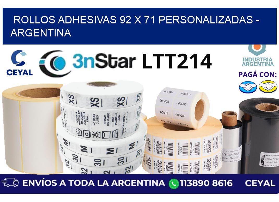rollos adhesivas 92 x 71 personalizadas – Argentina