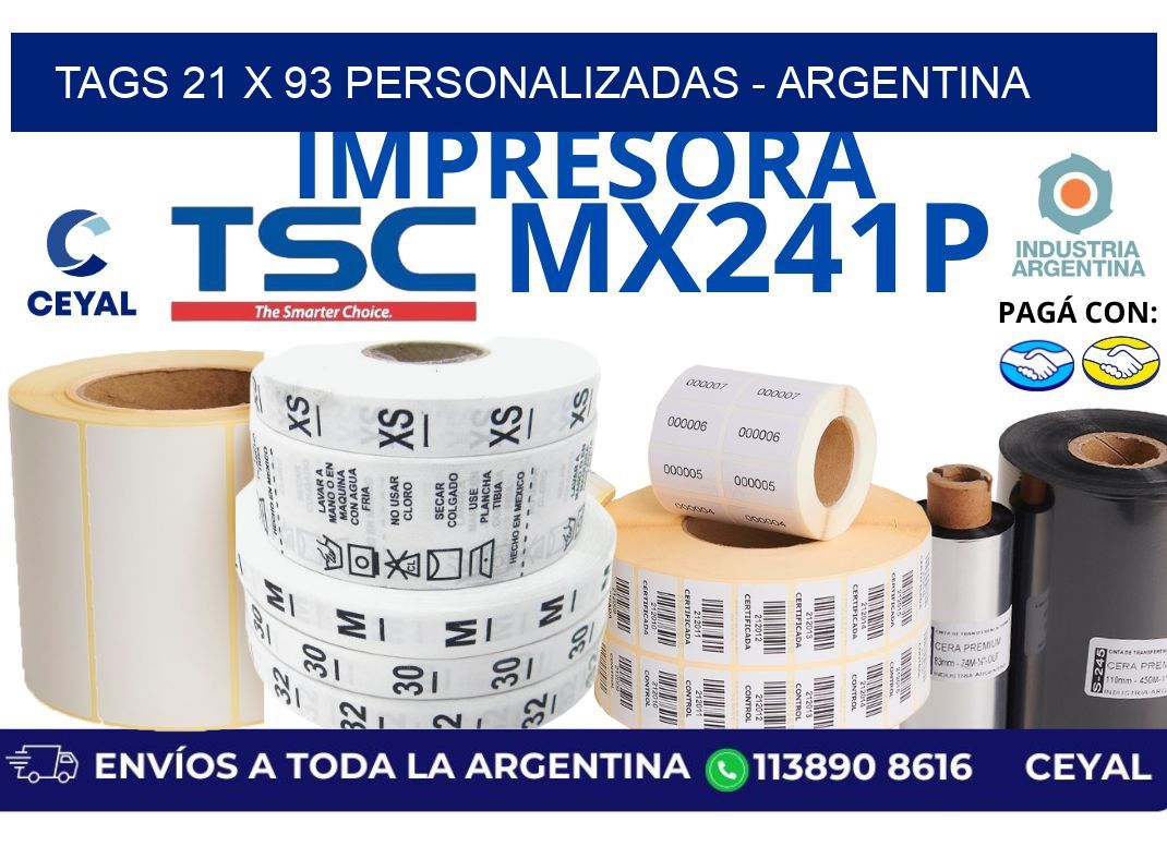 tags 21 x 93 personalizadas - Argentina