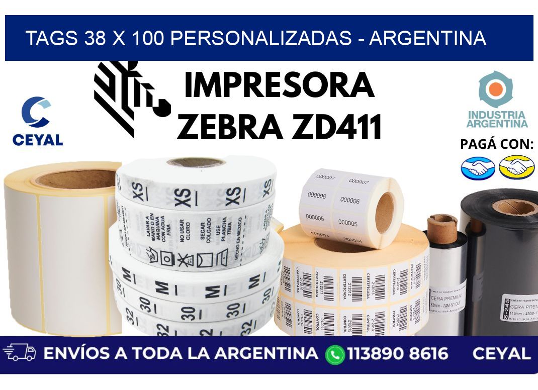 tags 38 x 100 personalizadas - Argentina