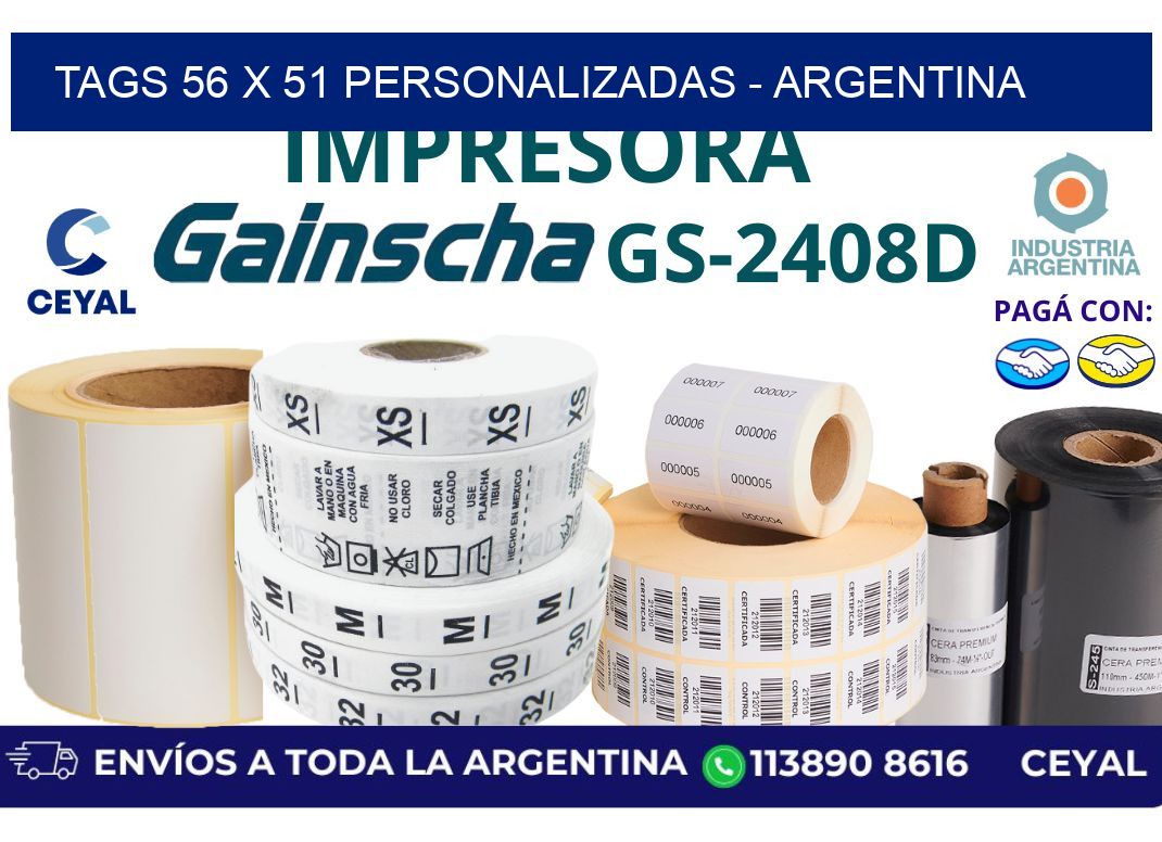 tags 56 x 51 personalizadas - Argentina