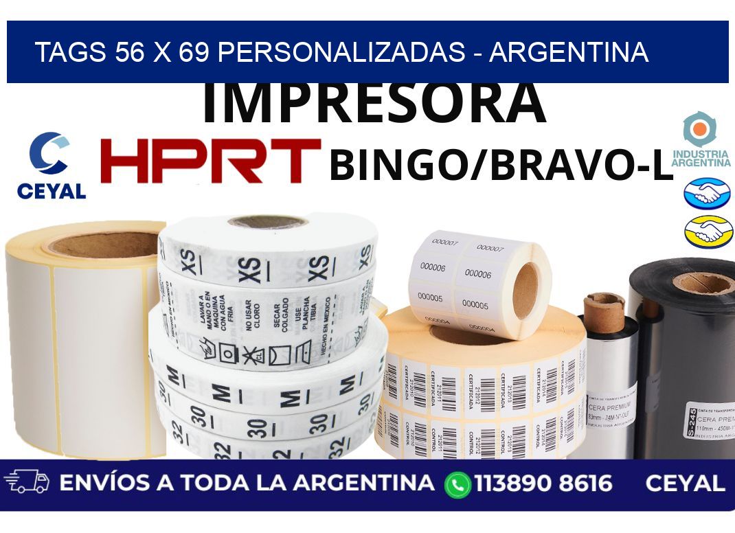 tags 56 x 69 personalizadas - Argentina