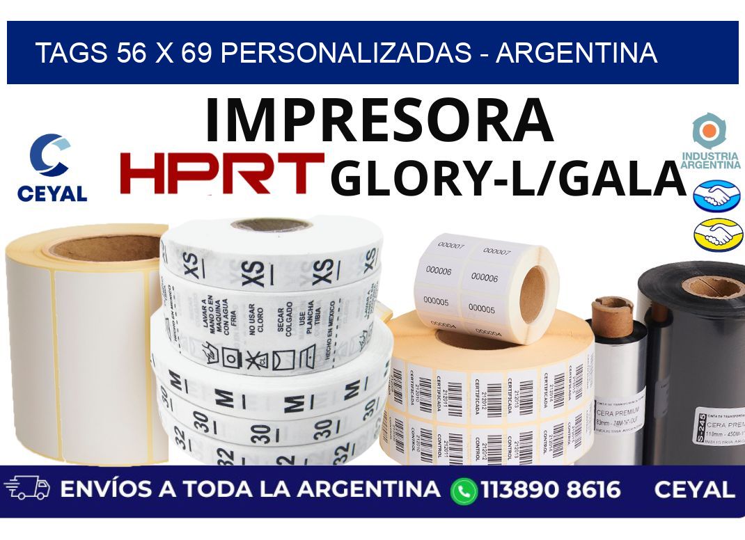 tags 56 x 69 personalizadas - Argentina