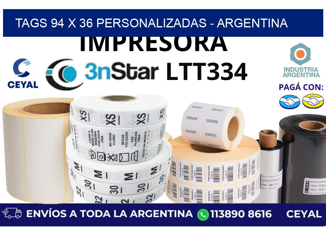 tags 94 x 36 personalizadas - Argentina