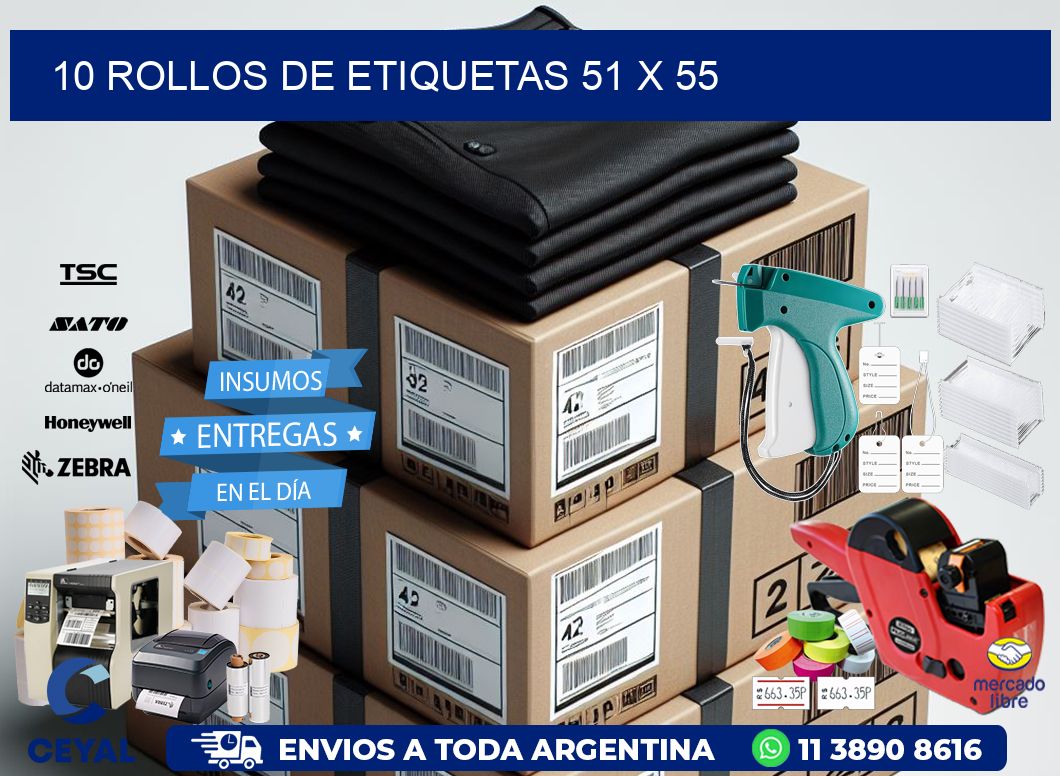 10 ROLLOS DE ETIQUETAS 51 x 55