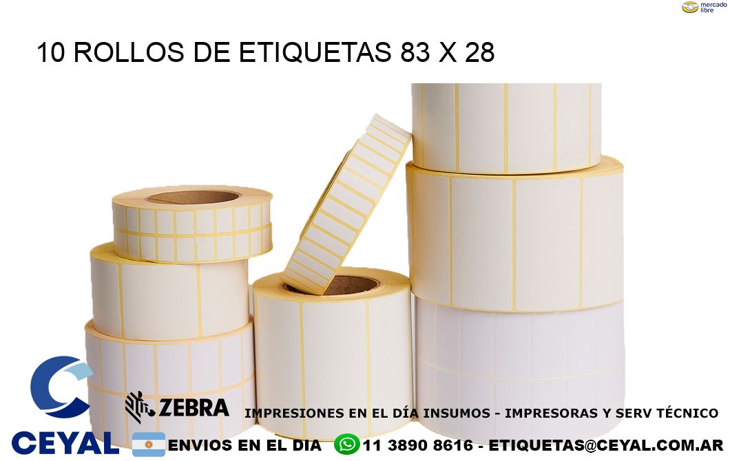 10 ROLLOS DE ETIQUETAS 83 x 28