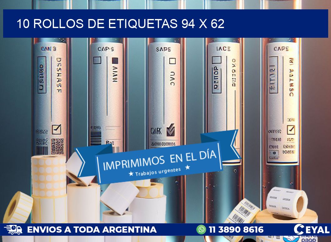10 ROLLOS DE ETIQUETAS 94 x 62