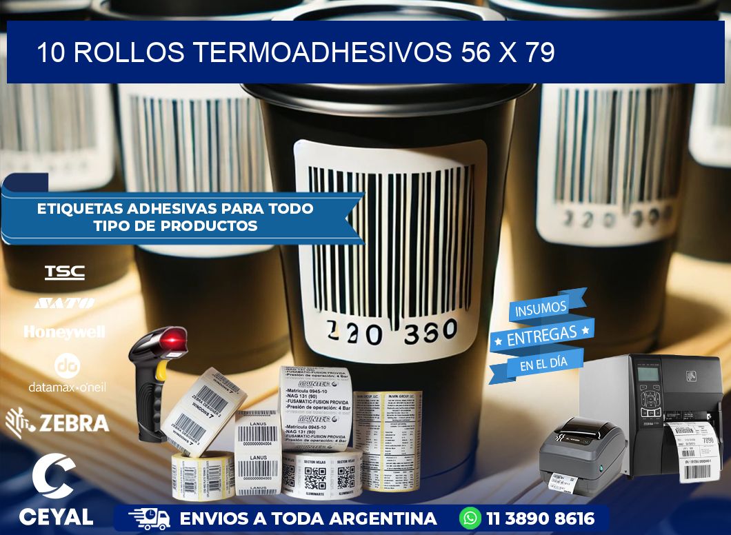 10 ROLLOS TERMOADHESIVOS 56 x 79