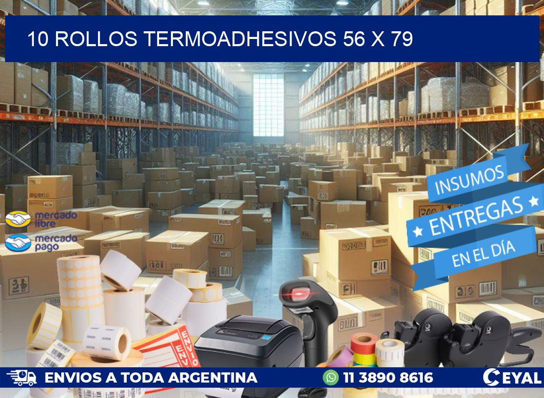 10 ROLLOS TERMOADHESIVOS 56 x 79