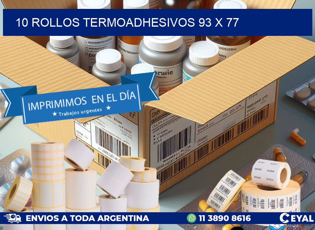10 ROLLOS TERMOADHESIVOS 93 x 77