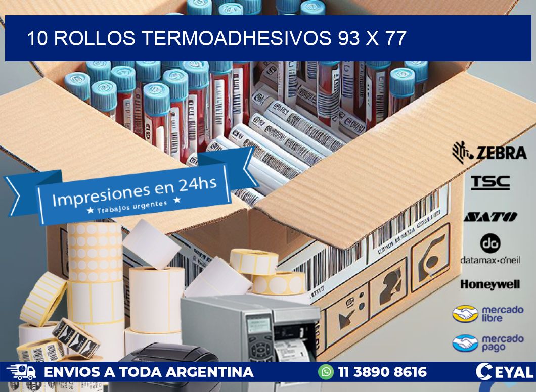 10 ROLLOS TERMOADHESIVOS 93 x 77