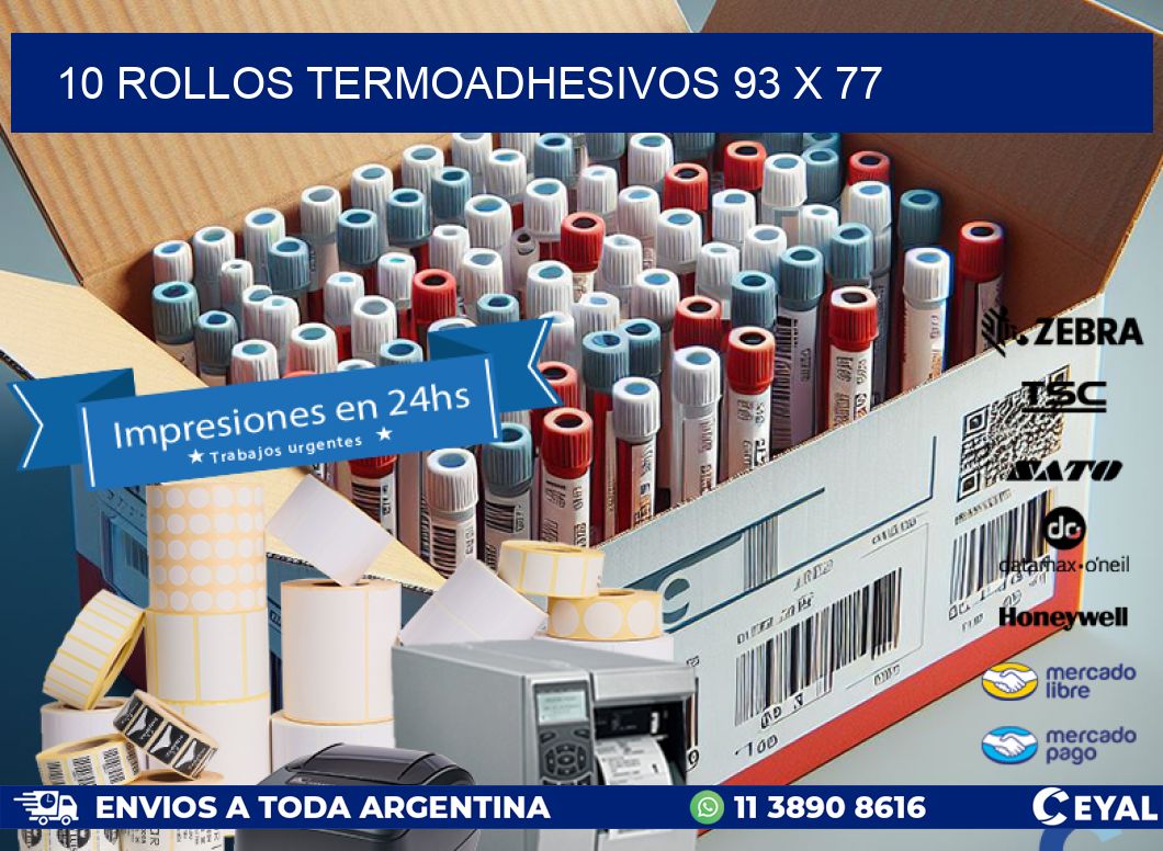 10 ROLLOS TERMOADHESIVOS 93 x 77