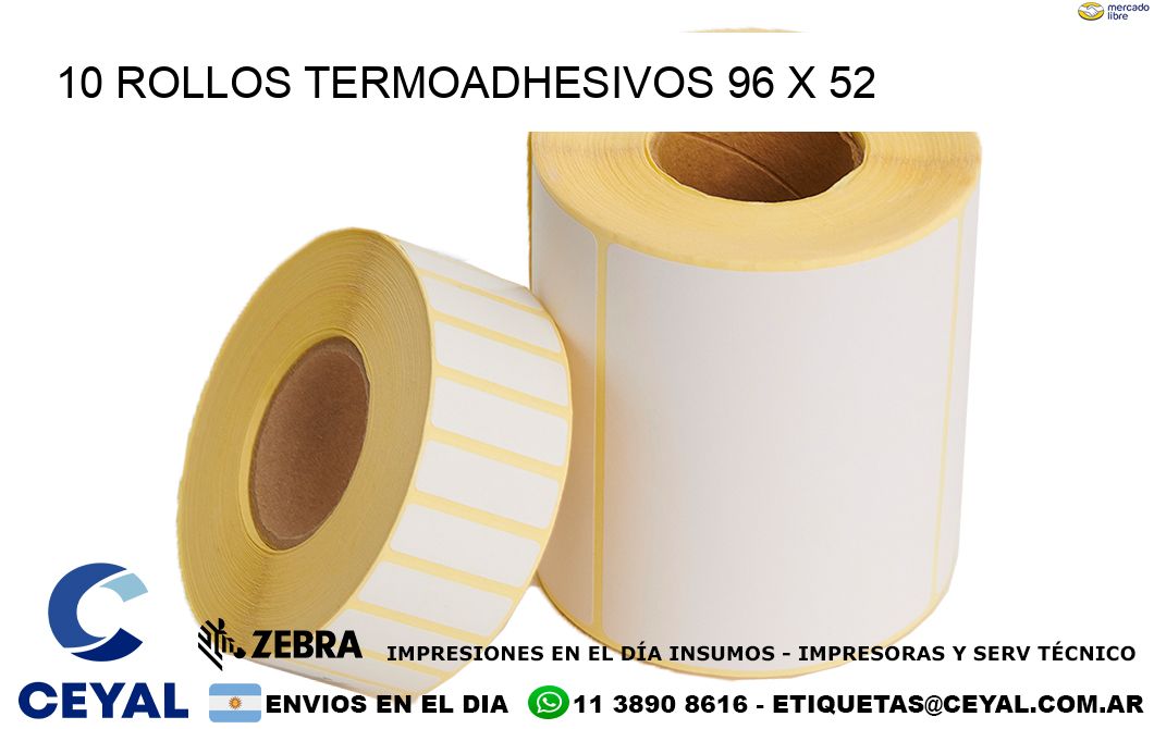 10 ROLLOS TERMOADHESIVOS 96 x 52