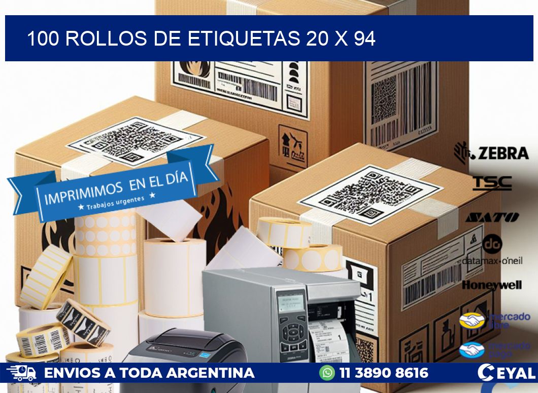 100 ROLLOS DE ETIQUETAS 20 x 94