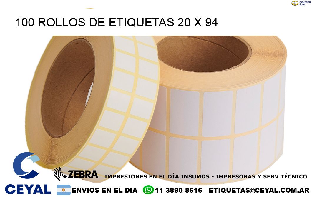 100 ROLLOS DE ETIQUETAS 20 x 94