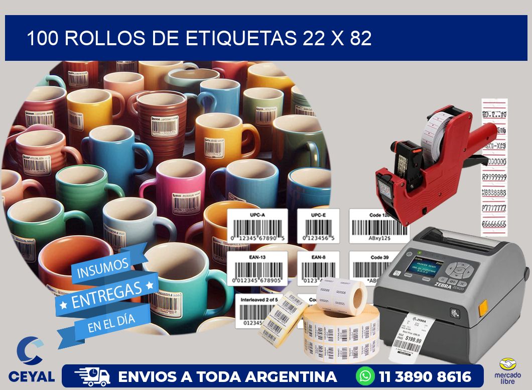 100 ROLLOS DE ETIQUETAS 22 x 82