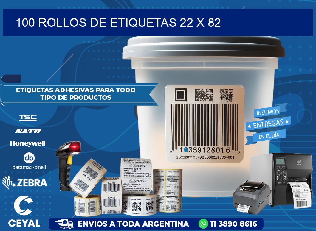 100 ROLLOS DE ETIQUETAS 22 x 82