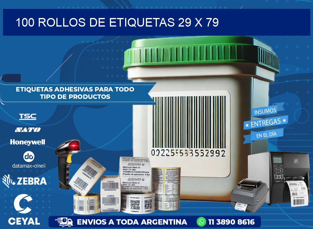 100 ROLLOS DE ETIQUETAS 29 x 79