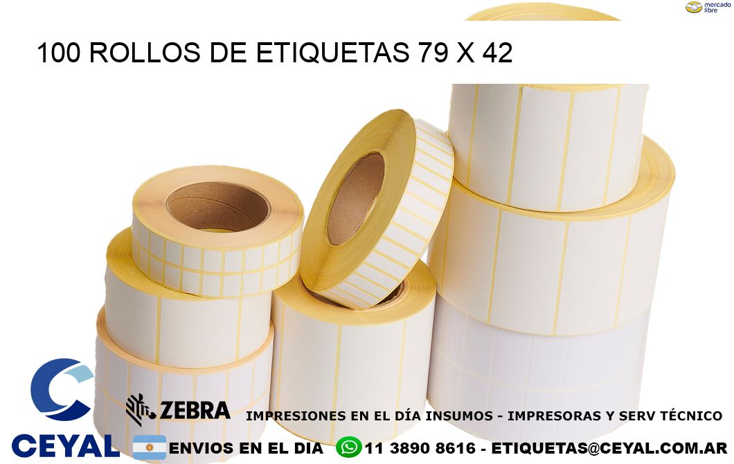 100 ROLLOS DE ETIQUETAS 79 x 42