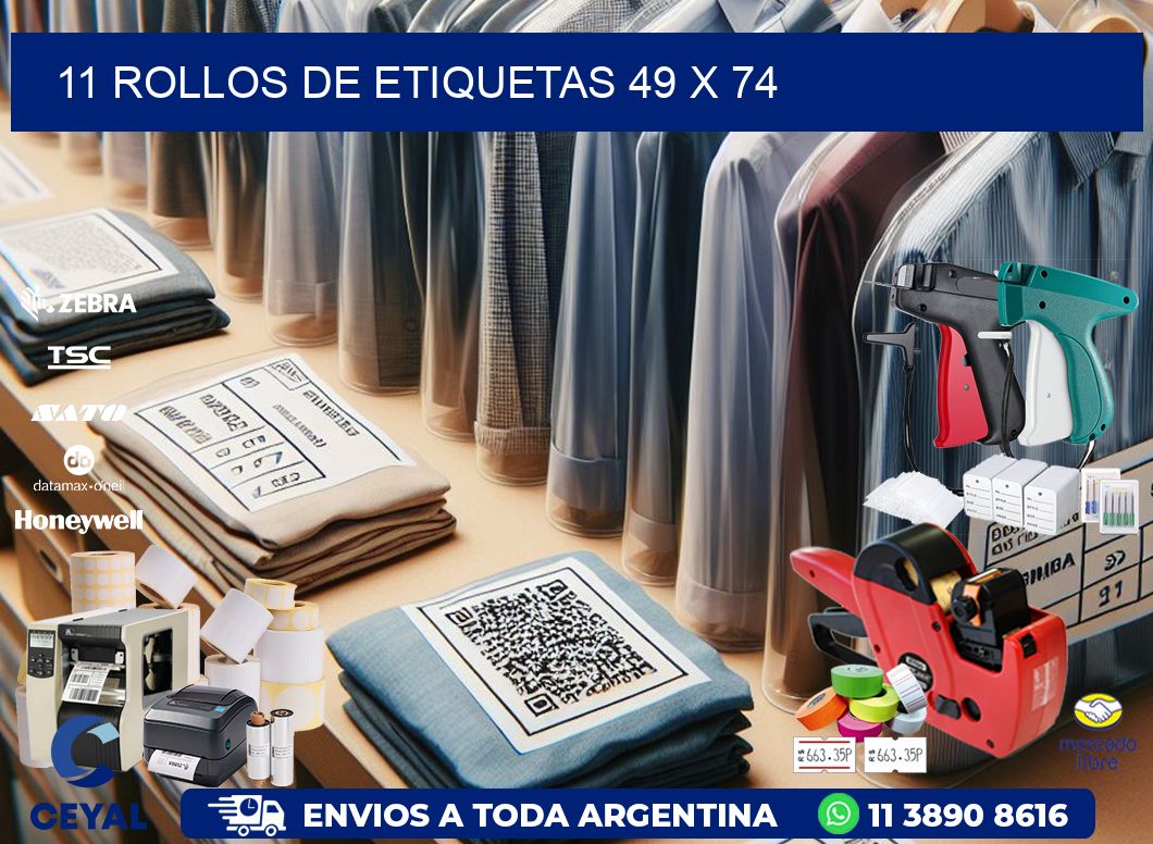 11 ROLLOS DE ETIQUETAS 49 x 74