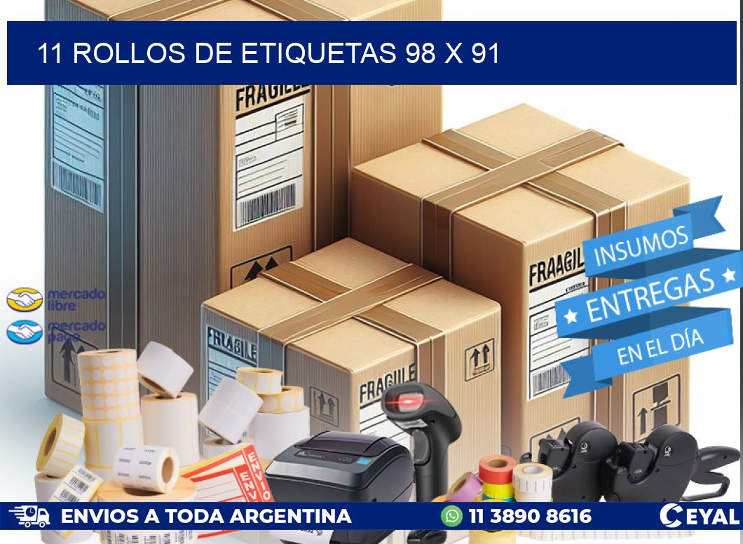 11 ROLLOS DE ETIQUETAS 98 x 91