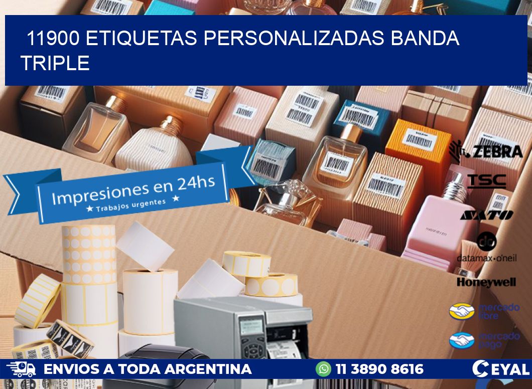 11900 Etiquetas personalizadas banda triple